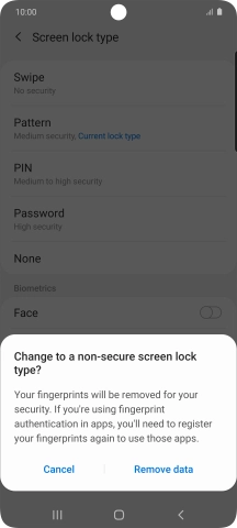 Press Remove data.