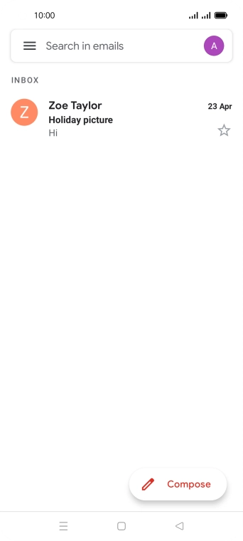 Press the email account icon. Press the email account icon.