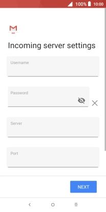Press the field below 'Username' and key in the username for your email account.