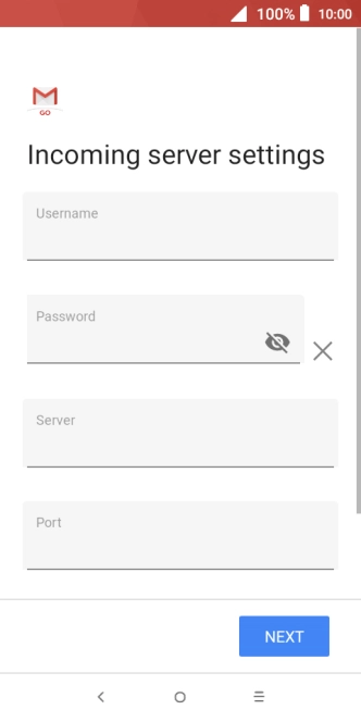 Press the field below 'Username' and key in the username for your email account.