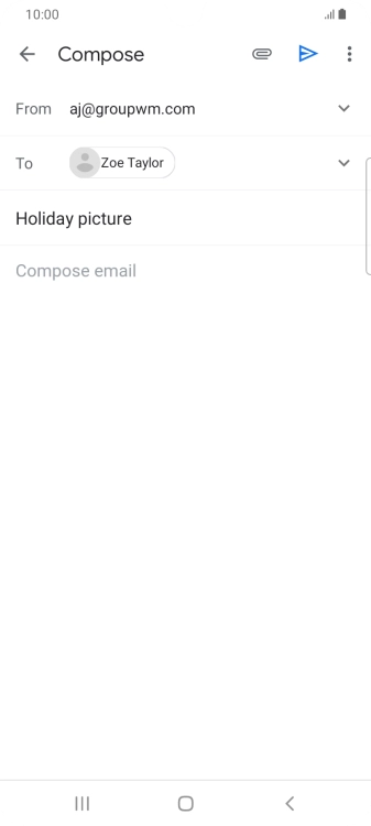 Press the text input field and write the text for your email. Press the text input field and write the text for your email.