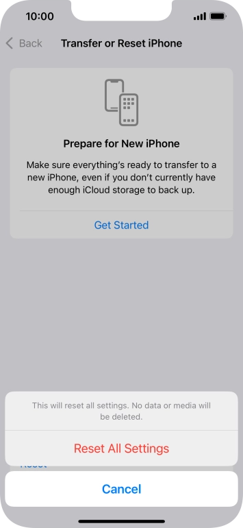 Press Reset All Settings.