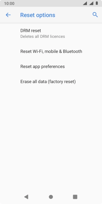 Press Erase all data (factory reset).