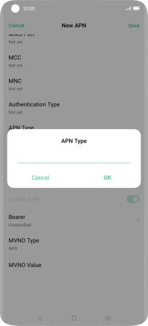 Key in default and press OK.