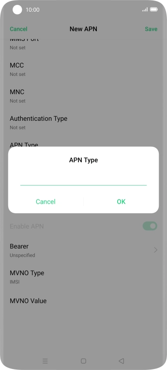 Key in default and press OK.