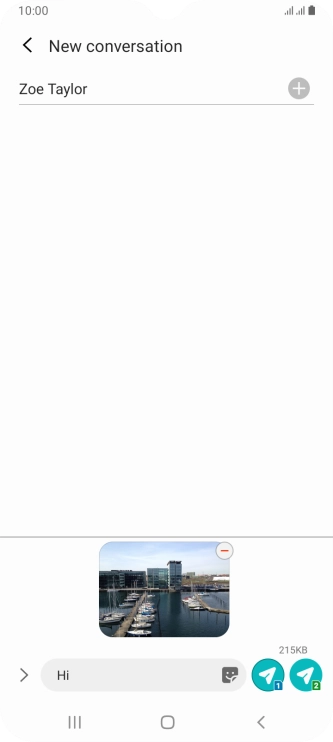 Press the send icon next to the required SIM when you've written your picture message.