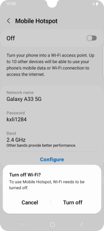If WiFi is turned on, press Turn off.