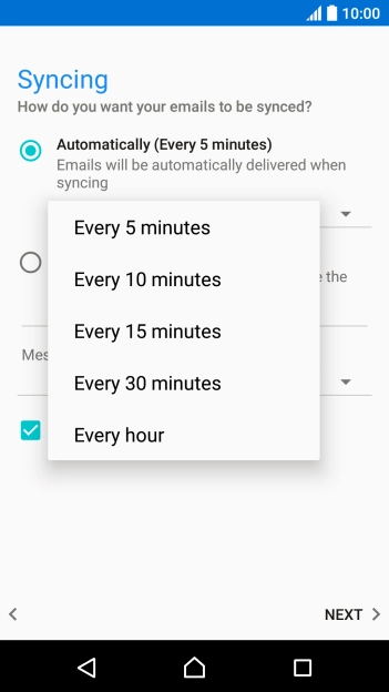 Press the required setting. Press the required setting.