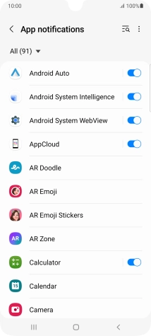 Press the indicators next to the required apps to turn the function on or off.