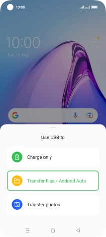 Press Transfer files / Android Auto.