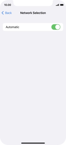 Press the indicator next to 'Automatic' to turn automatic network selection on or off.