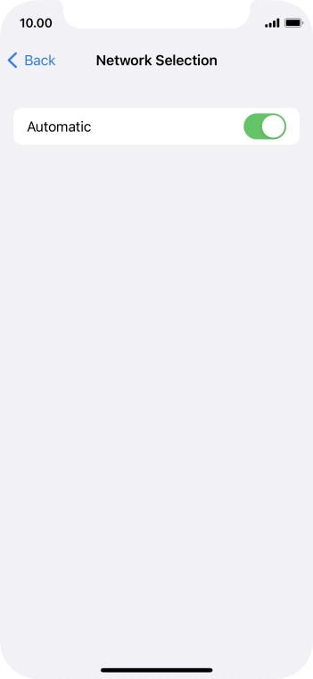 Press the indicator next to 'Automatic' to turn automatic network selection on or off.