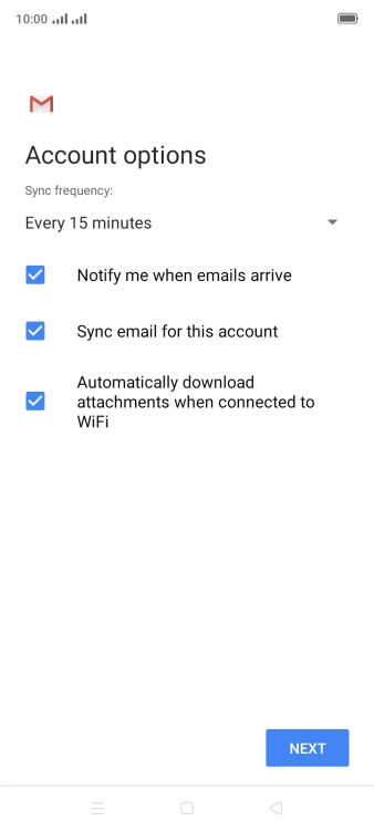 If this screen is displayed, you email account has been recognised and set up automatically. Follow the instructions on the screen to key in more information and finish setting up your phone.