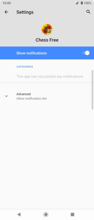 Press the indicator next to 'Show notifications' to turn the function on or off.