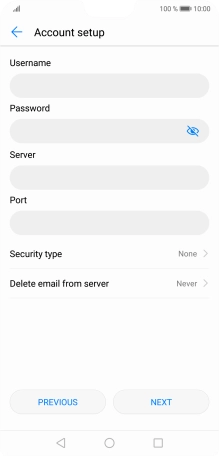 Press the field below 'Username' and key in the username for your email account.