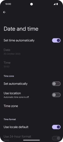 Press the indicator next to 'Set automatically' to turn on the function.