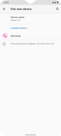 Press the required Bluetooth device and follow the instructions on the screen to pair the device with your phone.