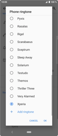 Press the required ring tone to select it.