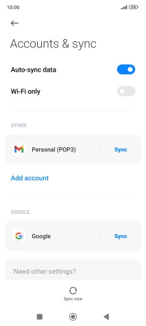 Press the indicator next to 'Auto-sync data' to turn the function on or off.