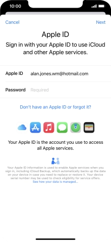 Press the field next to 'Password' and key in the password for your Apple ID.
