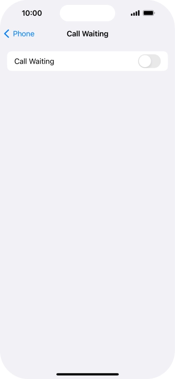 Press the indicator next to 'Call Waiting' to turn the function on or off.