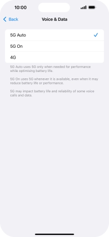 To turn on automatic switch between 5G and 4G, press 5G Auto.