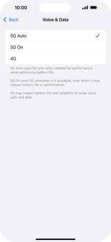 To turn on automatic switch between 5G and 4G, press 5G Auto.