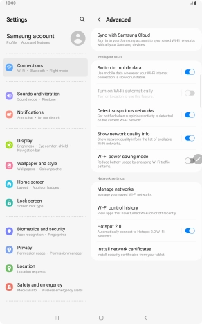 Press the indicator next to 'Switch to mobile data' to turn the function on or off.