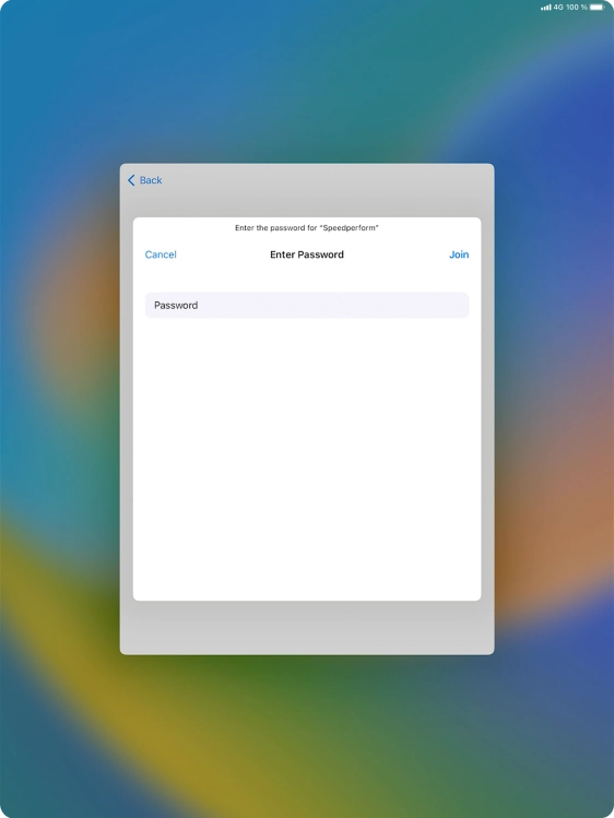 Key in the password for the WiFi network and press Join.