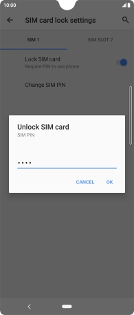 Key in your SIM PIN and press OK. The default SIM PIN is 0000.