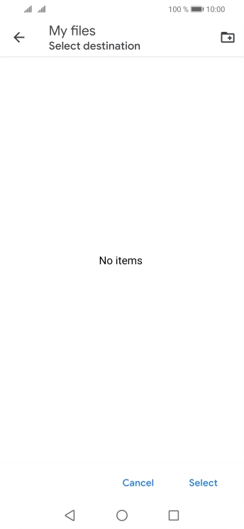 To create a new folder, press the new folder icon and follow the instructions on the screen to create a new folder.