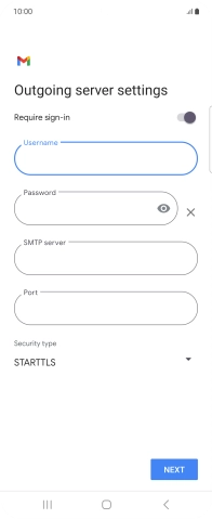 Press the field below 'Password' and key in the password of your email provider's outgoing server.