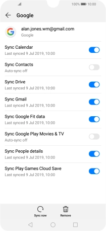 Press the indicator next to 'Sync Contacts' to turn on the function.