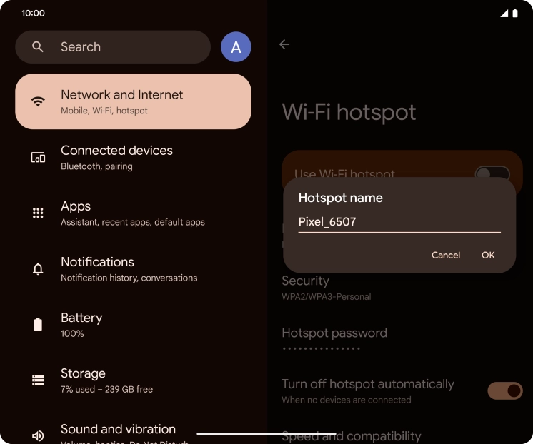 Key in the required WiFi hotspot name and press OK.