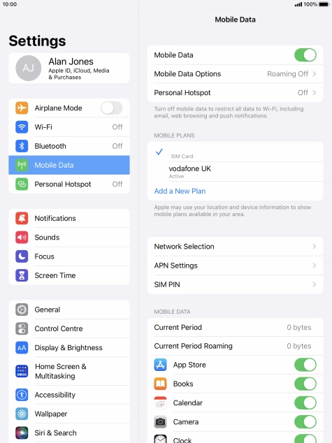 Press Mobile Data Options.