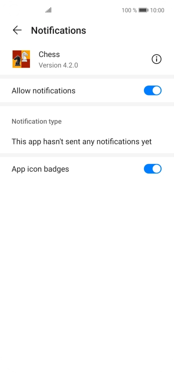 Press the indicator next to 'Allow notifications' to turn the function on or off.