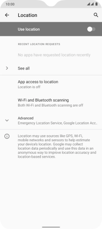 Press the indicator next to 'Use location' to turn the function on or off.
