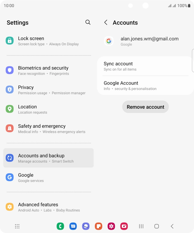 Press Sync account.