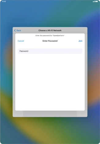 Key in the password for the WiFi network and press Join.