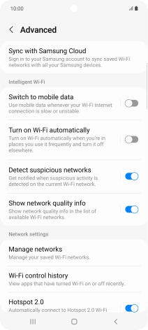 Press the indicator next to 'Switch to mobile data' to turn the function on or off.