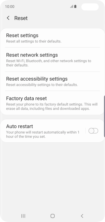 Press Factory data reset.
