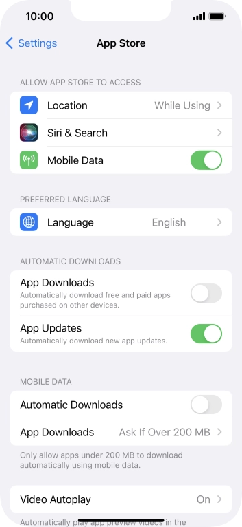 Press the indicators next to the required content types to turn the function on or off.