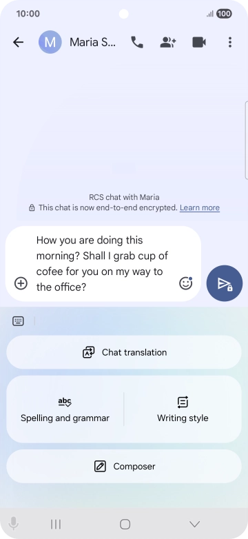 To change the writing style of your text, press Writing style and follow the instructions on the screen to use the function. To change the writing style of your text, press Writing style and follow the instructions on the screen to use the function.