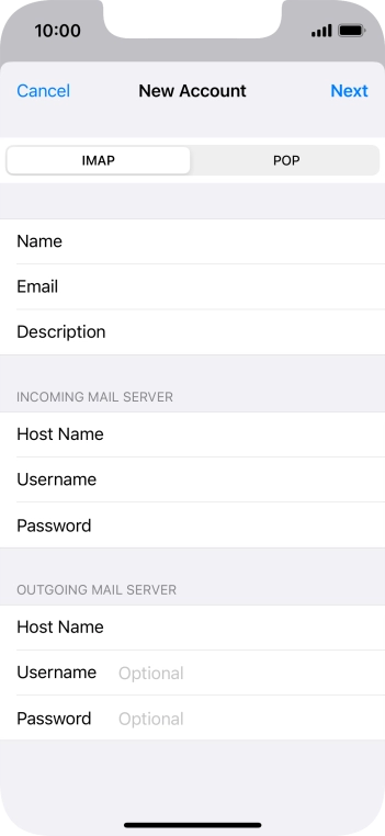 Press Username and key in the username for your email account. Press Username and key in the username for your email account.