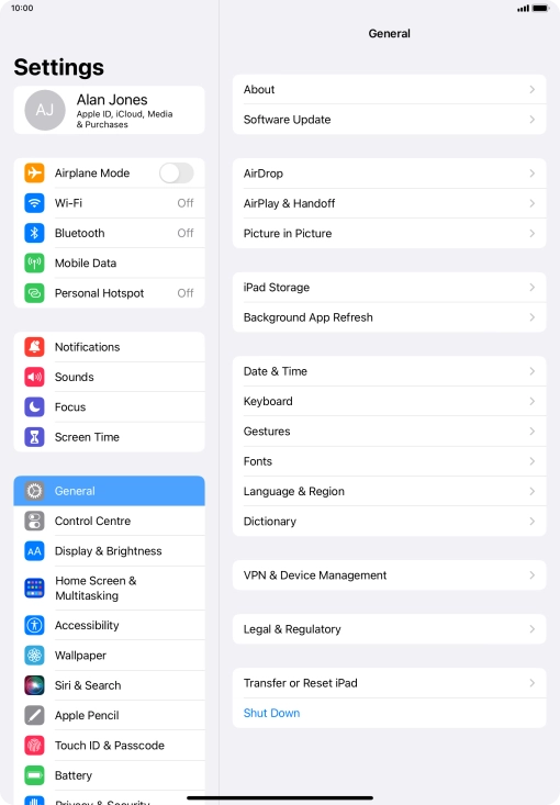 Press Mobile Data.