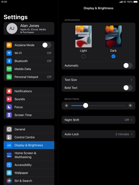 Press the indicator next to 'Automatic' to turn the function on or off.