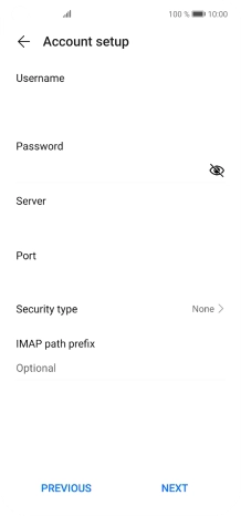Press the field below 'Username' and key in the username for your email account.