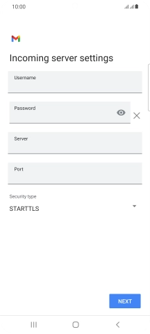 Press the field below 'Username' and key in the username for your email account.