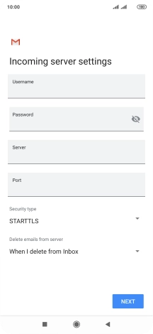 Press the field below 'Username' and key in the username for your email account.