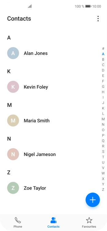 Press the required contact.
